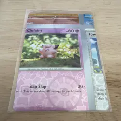 Pokemon TCG Misprint Error Miscut NFC Clefairy Reverse Holo NM Obsidian Flames - Image 2