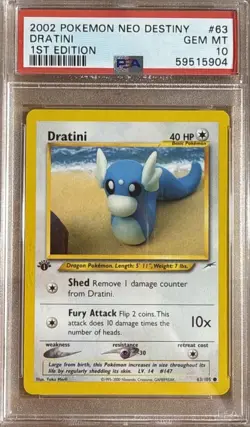 2002 Pokemon Neo Destiny 1st Edition Dratini #63 PSA 10 - Image 1