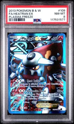 2013 POKEMON BLACK & WHITE PLASMA FREEZE #109 FA/HEATRAN EX PSA 8 - Image 1