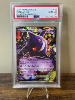 2014 Pokemon XY Phantom Forces #34 Gengar Ex PSA 10 GEM MINT - Image 1