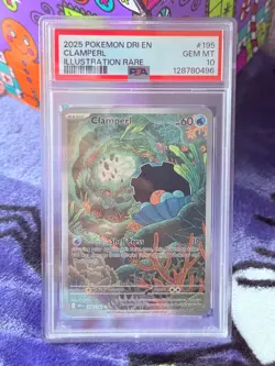 PSA 10 Clamperl 195/182 Pokemon Destined Rivals Illustration Rare 2025 GEM MINT - Image 2