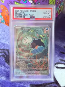 PSA 10 Clamperl 195/182 Pokemon Destined Rivals Illustration Rare 2025 GEM MINT - Image 3