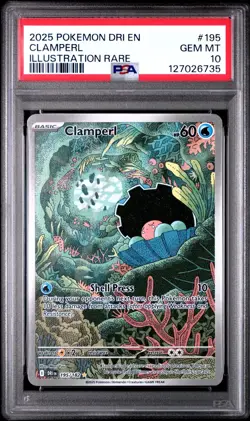 PSA 10 Clamperl 195/182 Pokemon Destined Rivals Illustration Rare 2025 GEM MINT - Image 1