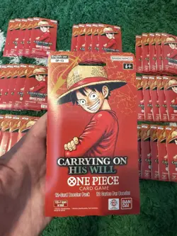 LOT OF 50 One Piece OP-13 Carrying on His Will Sleeved Blister Booster Packs - Image 2