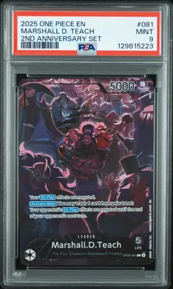 2025 ONE PIECE OP09 081 MARSHALL D TEACH ENGLISH 2ND ANNIVERSARY SET PSA 9 - Image 1