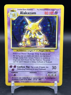 1999 Pokemon Alakazam Holo Rare 1/102 Base Set Unlimited English WOTC LP - Image 1