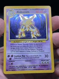 1999 Pokemon Alakazam Holo Rare 1/102 Base Set Unlimited English WOTC LP - Image 3