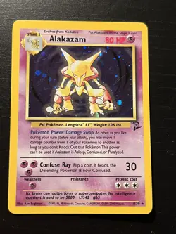 Pokemon TCG Alakazam 1/130 Base Set 2 Holo Rare 1999 WOTC Vintage LP - Image 1