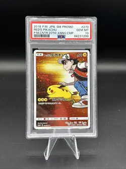 2018 Pokemon Center Japanese Reds Pikachu 20th Anniversary #270 PSA 10 - Image 1