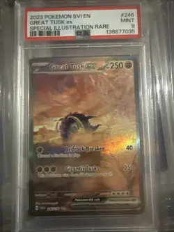 2023 Pokemon Great Tusk EX 246/198 Sir Scarlet Violet Base Set, PSA 9 Mint - Image 1