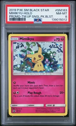 2019 POKEMON SM BLACK STAR PROMO TEAM UP SINGLE PACK BLISTERS MIMIKYU-HOLO PSA 8 - Image 1