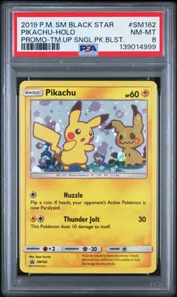 2019 POKEMON SM BLACK STAR PROMO TEAM UP SINGLE PACK BLISTERS PIKACHU-HOLO PSA 8 - Image 1