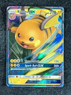 2019 Pokemon RAICHU GX #SM213 Black Star Promo Sun & Moon Holo English - Image 1