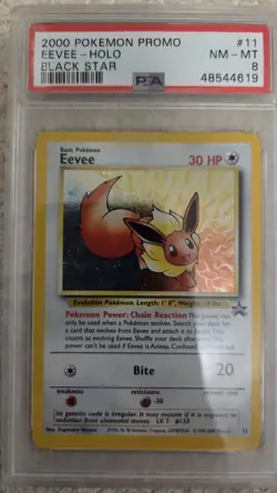 2000 POKEMON PROMO BLACK STAR #11 EEVEE-HOLO PROMO-POKEMON LEAGUE PSA 8 - Image 1