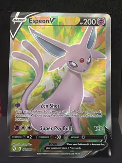 Pokemon TCG Espeon v Holo Ultra Rare Card Evolving Skies 179/203 NM Condition - Image 1