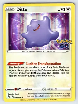 Ditto 053/078 2022 Pokemon GO Pokemon Card TCG Nintendo Holo Rare - Nm - Image 1