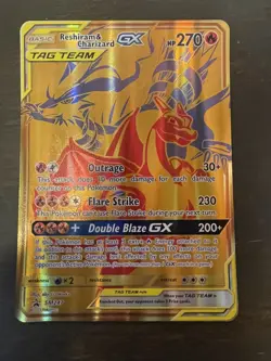 Reshiram and Charizard GX Pokemon TCG Tag Team Big Card SM247 Rare NM Promo - Image 1
