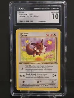 CGC GEM MT 10 Eevee 51/64 1st Edition Jungle - 1999 Vintage WotC - Image 3