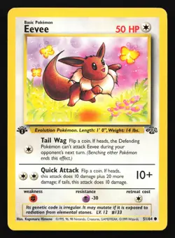 Eevee 51/64 Jungle 1st Edition Common Pokemon Card - Image 1