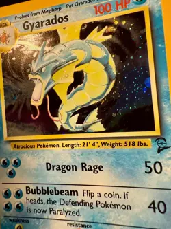 Gyarados HOLO Rare 7/130 Pokemon TCG Base Set 2 Original Print MP/VG - Image 4