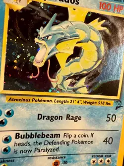 Gyarados HOLO Rare 7/130 Pokemon TCG Base Set 2 Original Print MP/VG - Image 5