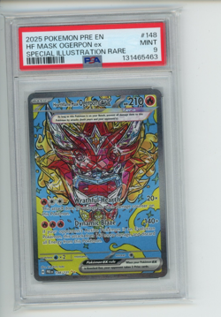2025 Pokemon Prismatic Evolutions Heartflame Mask Ogerpon EX 148/131 SAR PSA 9 - Image 1