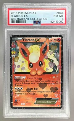 92413052 Flareon EX 2016 Pokemon Generations Radiant #RC6 Holo PSA 8 - Image 1