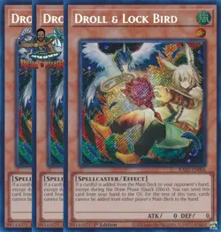 Yugioh! 3x Droll & Lock Bird Alternate Art RA02-EN006 Secret Rare 1st Ed NM - Image 1