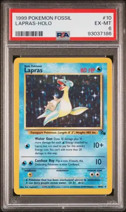 1999 POKEMON FOSSIL 10/62 LAPRAS HOLO RARE PSA 6 EX-MT - Image 1