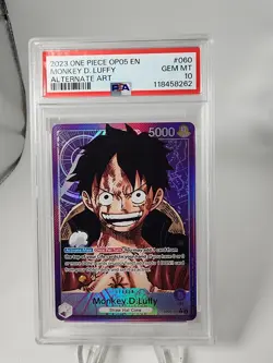 One Piece Card Game TCG OP05-060 Monkey.D.Luffy Alt Art Leader PSA 10 - Image 1