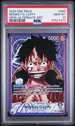[PSA 10] Monkey D Luffy OP05-060 Alt Art Leader One Piece TCG English - Image 1