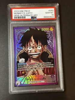 Monkey D Luffy OP05-060 Alt Art Leader One Piece TCG English Graded PSA 10 Mint - Image 1