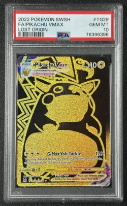 FA PIKACHU VMAX PSA 10 2022 POKEMON SWORD & SHIELD LOST ORIGIN #TG29/TG30 6398 - Image 1