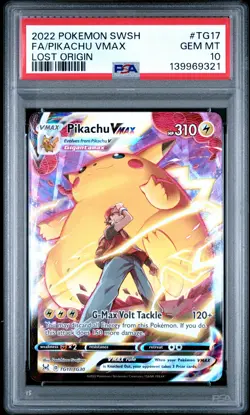 2022 POKEMON SWORD & SHIELD LOST ORIGIN #TG17 FULL ART/PIKACHU VMAX PSA 10 - Image 1