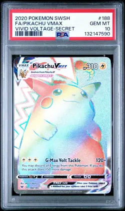 PIKACHU VMAX #188 PSA 10 • 2020 POKEMON SWORD & SHIELD VIVID VOLTAGE SECRET FA - Image 1
