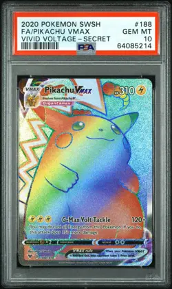PSA 10 #188 FA/PIKACHU VMAX VIVID VOLTAGE-SECRET 2020 POKEMON SWORD & SHIELD - Image 1