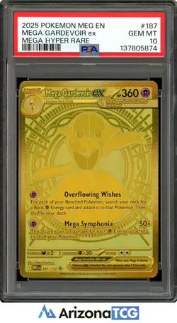 Pokemon 2025 Mega Gardevoir ex 187 Gold Hyper Rare Mega Evolution GEM MT PSA 10 - Image 1