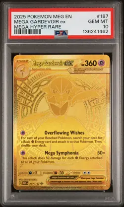 2025 Pokemon Meg EN Mega Gardevoir EX Hyper Rare #187 PSA 10 GEM MINT Gold - Image 1