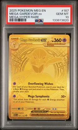 Pokemon Mega Gardevoir ex 187 Gold Mega Hyper Rare Mega Evolution GEM MT PSA 10 - Image 1