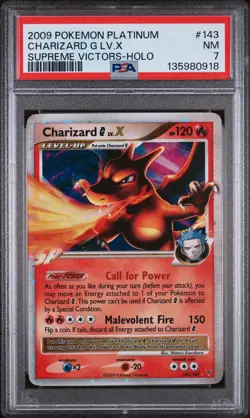 2009 POKEMON PLATINUM SUPREME VICTORS #143 CHARIZARD G LV.X-HOLO PSA 7 - Image 1