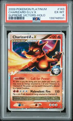 2009 POKEMON PLATINUM SUPREME VICTORS #143 CHARIZARD G LV.X-HOLO PSA 6 - Image 1