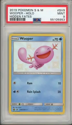 2019 Pokemon Sun & Moon Hidden Fates Wooper Holo #SV9 PSA 9 - Image 1