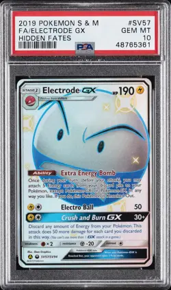 2019 POKEMON SUN & MOON HIDDEN FATES #SV57 FULL ART/ELECTRODE GX PSA 10 - Image 1