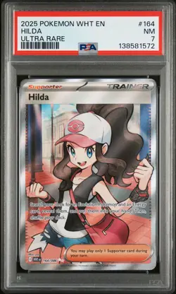 2025 POKEMON WHT EN-WHITE FLARE ULTRA RARE #164 HILDA PSA 7 - Image 1