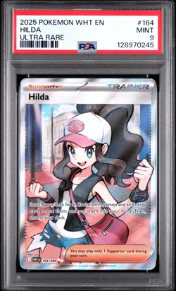2025 POKEMON WHT EN-WHITE FLARE ULTRA RARE #164 HILDA PSA 9 - Image 1