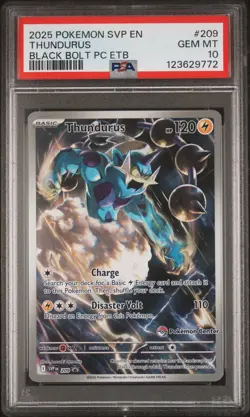 2025 POKEMON BLACK BOLT POKEMON CENTER ETB PROMO SVP #209 THUNDURUS PSA 10 - Image 1