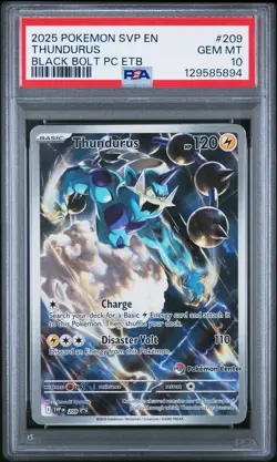 2025 POKEMON BLACK BOLT POKEMON CENTER ETB PROMO SVP #209 THUNDURUS PSA 10 - Image 1