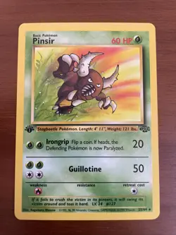 1999 Pokemon TCG Pinsir Jungle 25/64 1st Edition Non Holo Rare UNPLAYED - Image 1