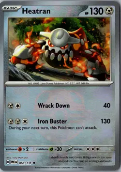 Heatran Master Ball Pattern 068/131 Uncommon SV Prismatic Evolutions LP Pokemon - Image 1