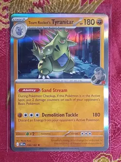 Hologram Foil Rare Team Rocket's Tyranitar #096/182 Destined Rivals Pokemon TCG - Image 1
